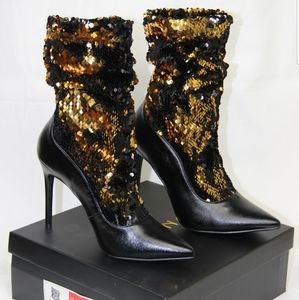 Mid calf slouched sequins boots